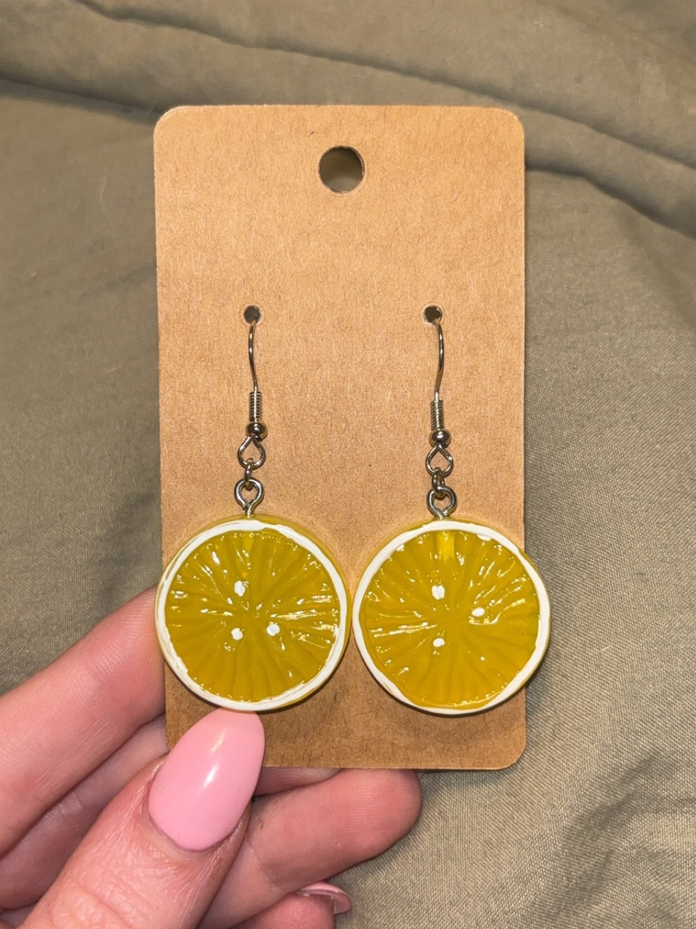 Yellow Citrus Slice Dangle Earrings